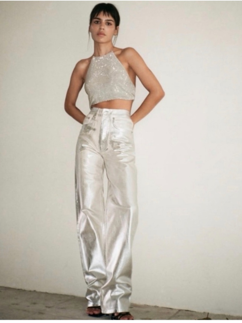 Viral Zara Metallic Silver Women’s Jeans